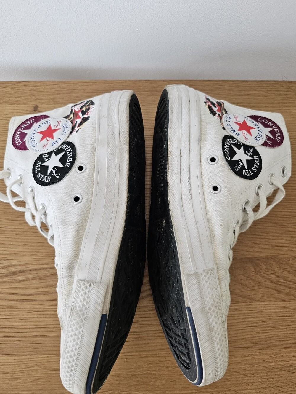 Converse All Star White High Top Sneakers with Patch Details Size 7.5 Womens